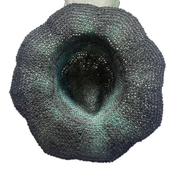 Handmade Crochet Petal Brim Tie-Dye Panama Hat